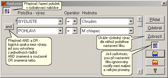 dialog logický filtr - jednoduchý tvůrce dialog logický filtr - jednoduchý tvůrce